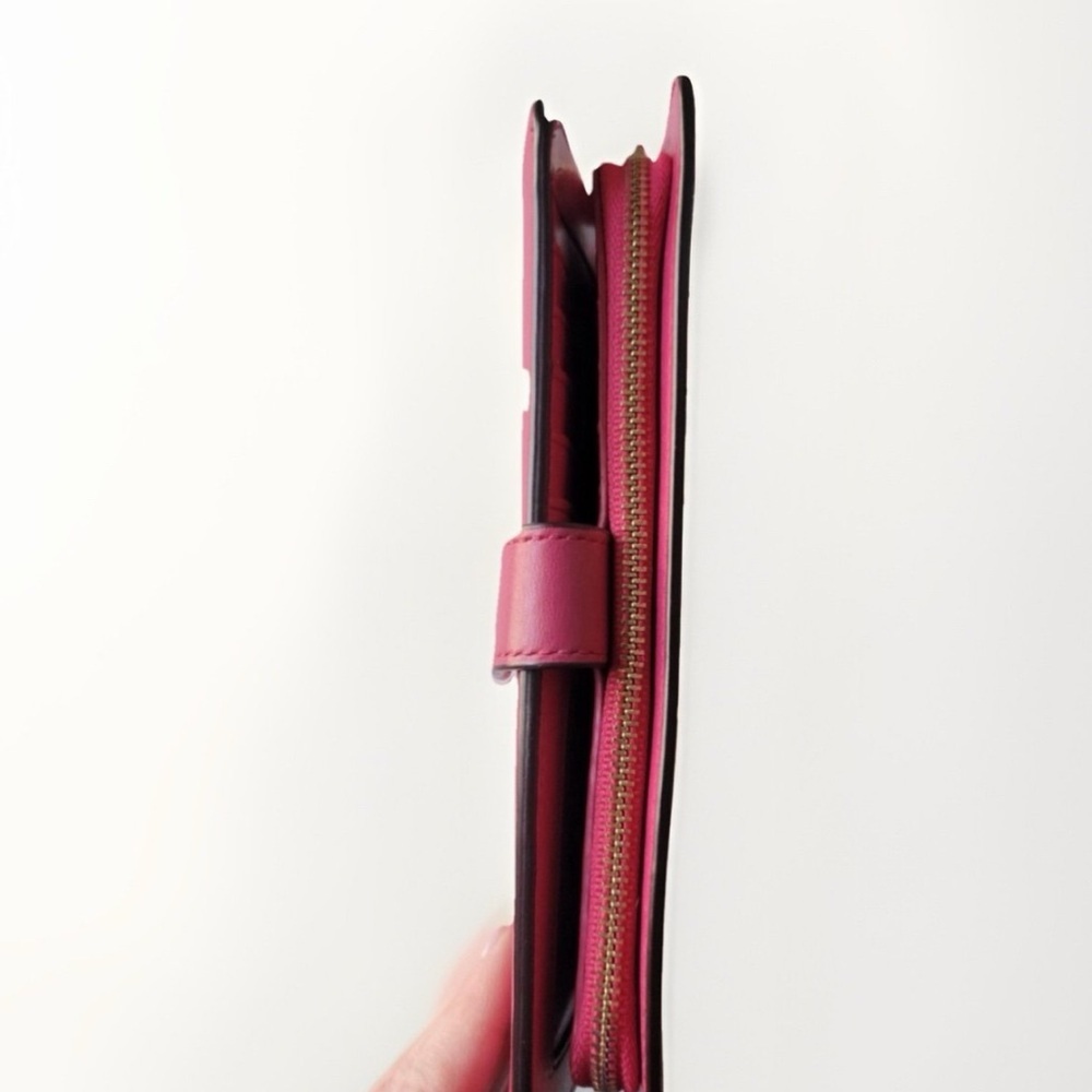 COACH Slim Wallet In PINK Smooth Calf Leather w GOLD Hardware - Picture 5 of 7